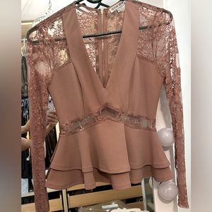 NWOT Fashion Nova nude peplum top